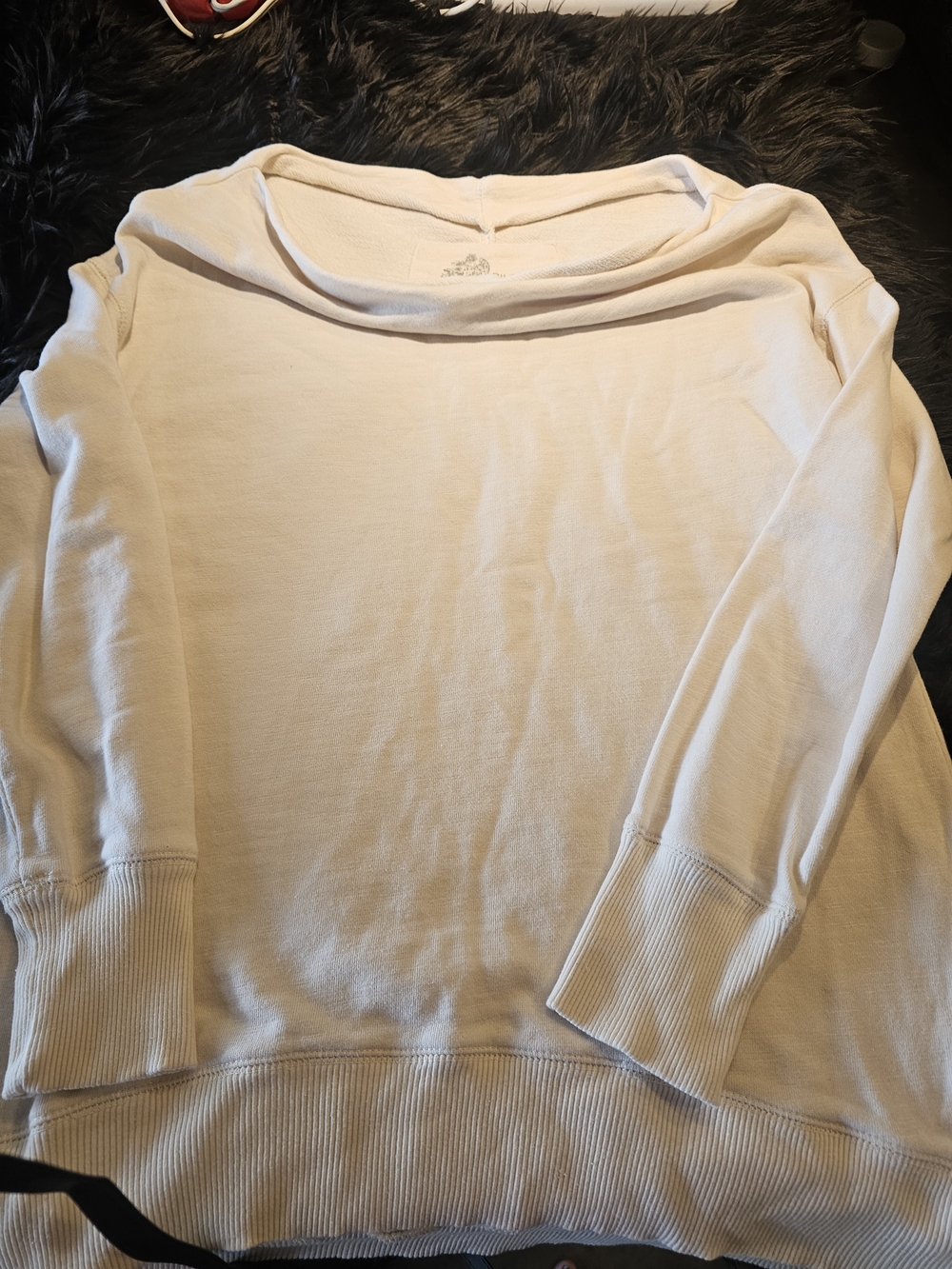 Pilcro Cream Off-Shoulder Lightweight Sweatshirt - Picture 1 of 3